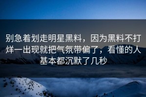 别急着划走明星黑料，因为黑料不打烊一出现就把气氛带偏了，看懂的人基本都沉默了几秒