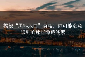 揭秘“黑料入口”真相：你可能没意识到的那些隐藏线索