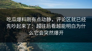 吃瓜爆料刚有点动静，评论区就已经先吵起来了：越往后看越能明白为什么它会突然爆开