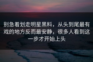 别急着划走明星黑料，从头到尾最有戏的地方反而最安静，很多人看到这一步才开始上头