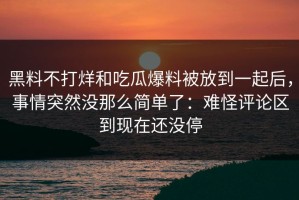 黑料不打烊和吃瓜爆料被放到一起后，事情突然没那么简单了：难怪评论区到现在还没停