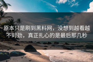 原本只是刷到黑料网，没想到越看越不对劲，真正扎心的是最后那几秒