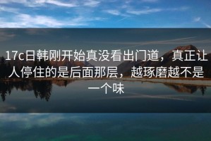 17c日韩刚开始真没看出门道，真正让人停住的是后面那层，越琢磨越不是一个味