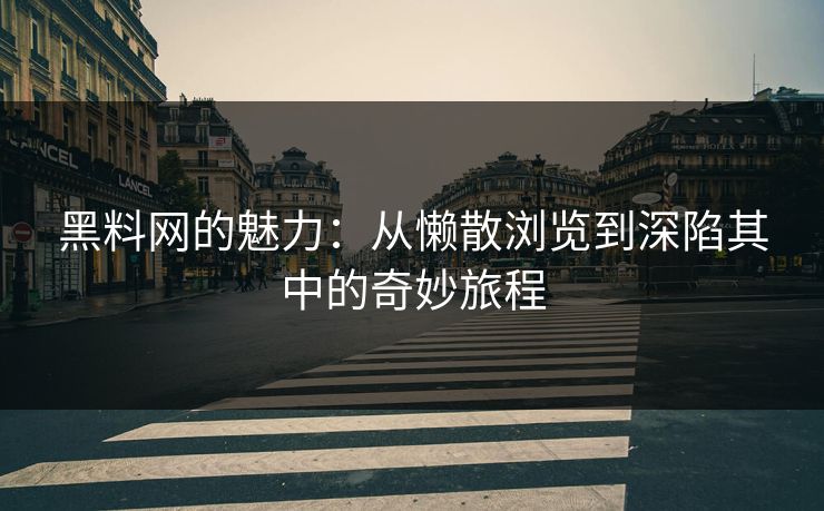 黑料网的魅力：从懒散浏览到深陷其中的奇妙旅程