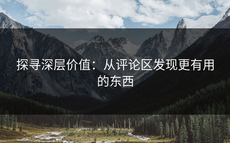 探寻深层价值：从评论区发现更有用的东西
