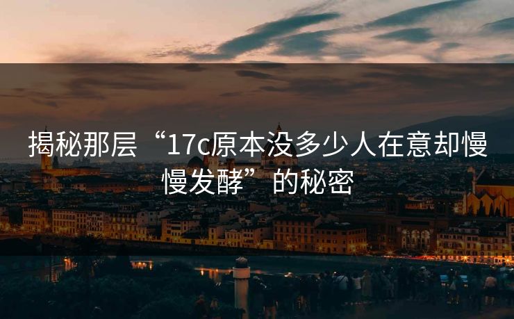 揭秘那层“17c原本没多少人在意却慢慢发酵”的秘密