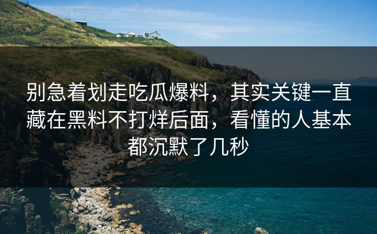 别急着划走吃瓜爆料，其实关键一直藏在黑料不打烊后面，看懂的人基本都沉默了几秒