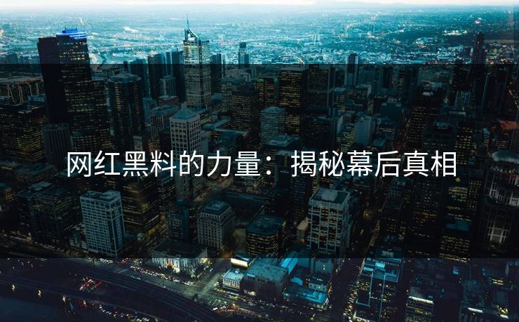 网红黑料的力量：揭秘幕后真相
