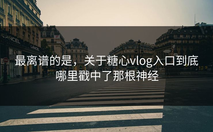 最离谱的是，关于糖心vlog入口到底哪里戳中了那根神经