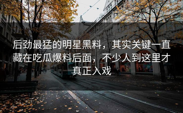 后劲最猛的明星黑料，其实关键一直藏在吃瓜爆料后面，不少人到这里才真正入戏