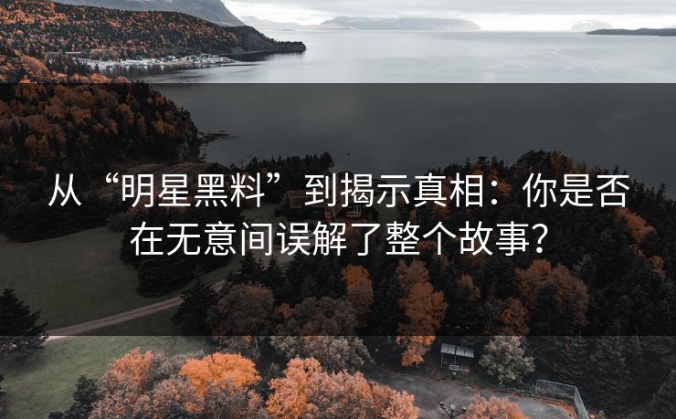 从“明星黑料”到揭示真相：你是否在无意间误解了整个故事？