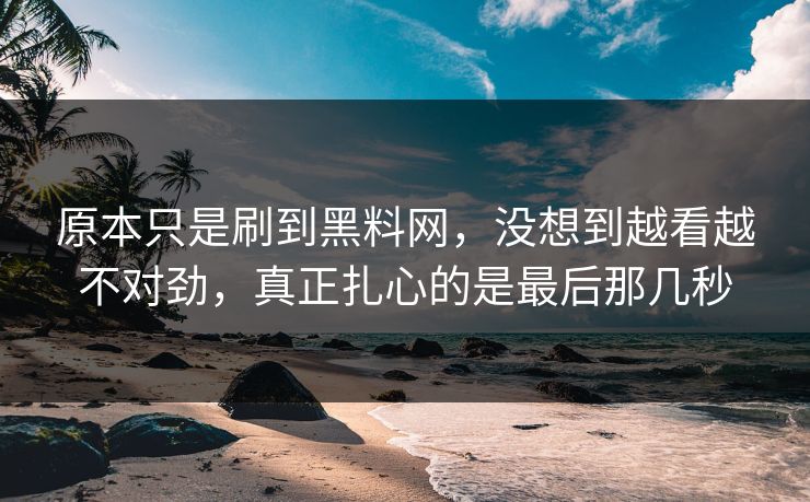 原本只是刷到黑料网,没想到越看越不对劲,真正扎心的是最后那几秒 原本只是刷到黑料网,没想到越看越不对劲,真正扎心的是最后那几秒