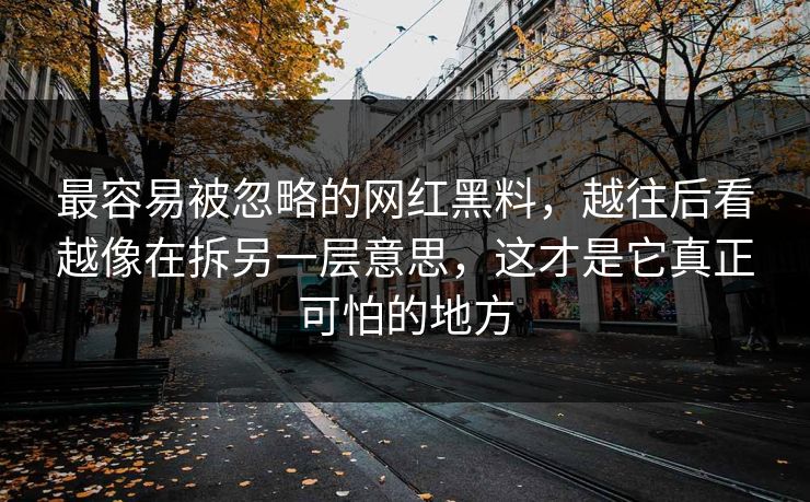 最容易被忽略的网红黑料,越往后看越像在拆另一层意思,这才是它真正可怕的地方 最容易被忽略的网红黑料,越往后看越像在拆另一层意思,这才是它真正可怕的地方