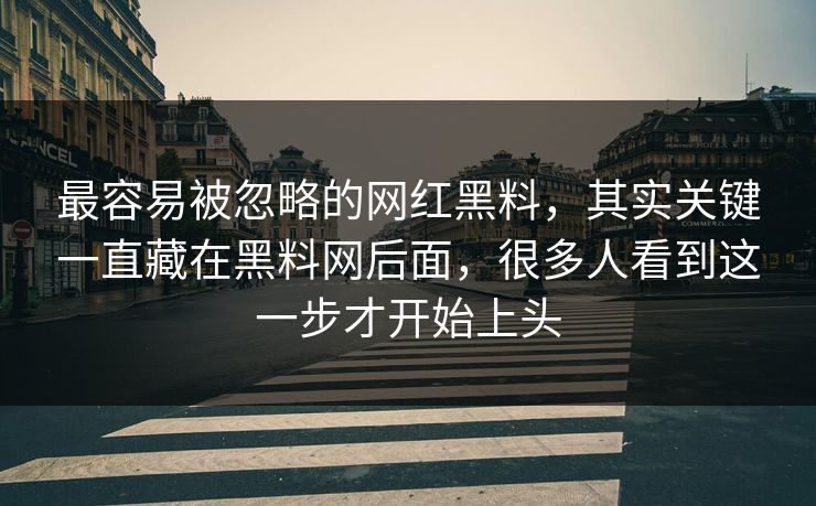 最容易被忽略的网红黑料，其实关键一直藏在黑料网后面，很多人看到这一步才开始上头