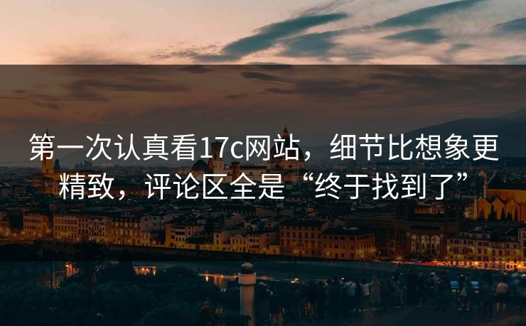 第一次认真看17c网站，细节比想象更精致，评论区全是“终于找到了”