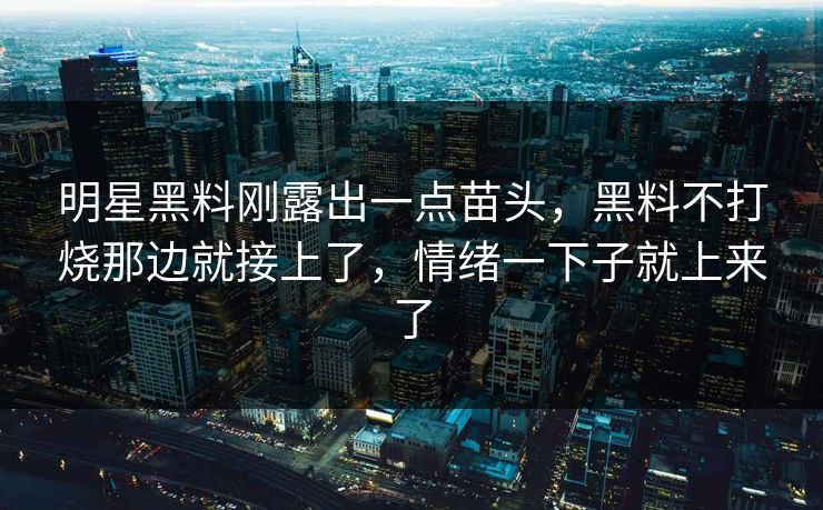 明星黑料刚露出一点苗头，黑料不打烧那边就接上了，情绪一下子就上来了