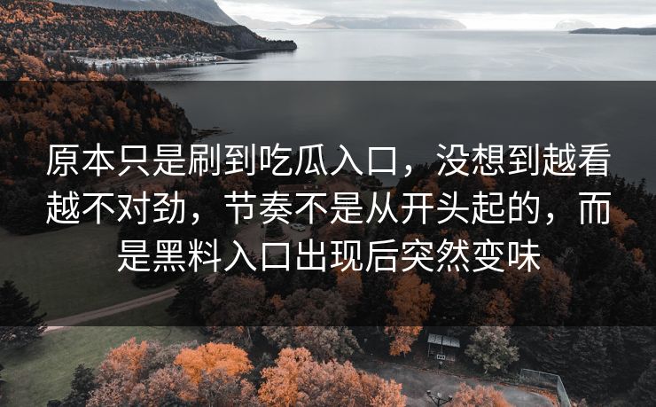 原本只是刷到吃瓜入口，没想到越看越不对劲，节奏不是从开头起的，而是黑料入口出现后突然变味