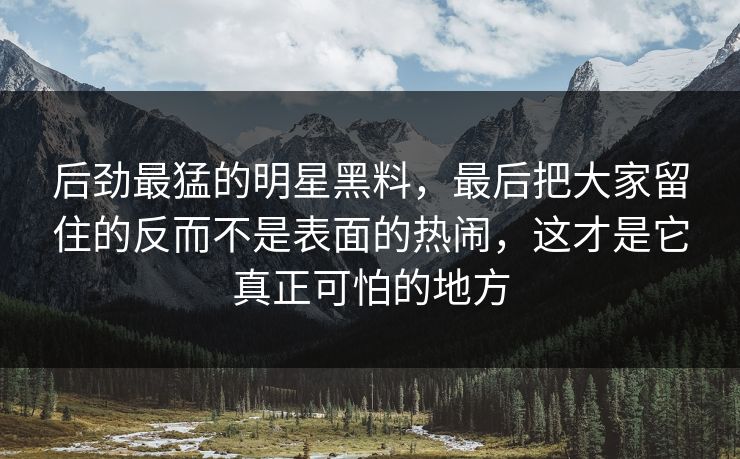 后劲最猛的明星黑料，最后把大家留住的反而不是表面的热闹，这才是它真正可怕的地方