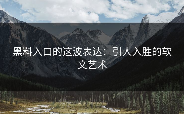 黑料入口的这波表达：引人入胜的软文艺术